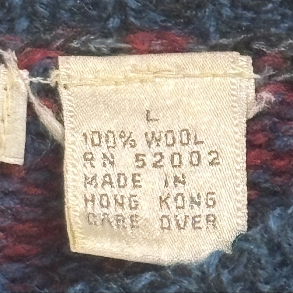 Vtg Mens Lg 100%  Wool Argyle Crewneck Sweater Cabin Heritage Grandpa Claiborne - Picture 6 of 6